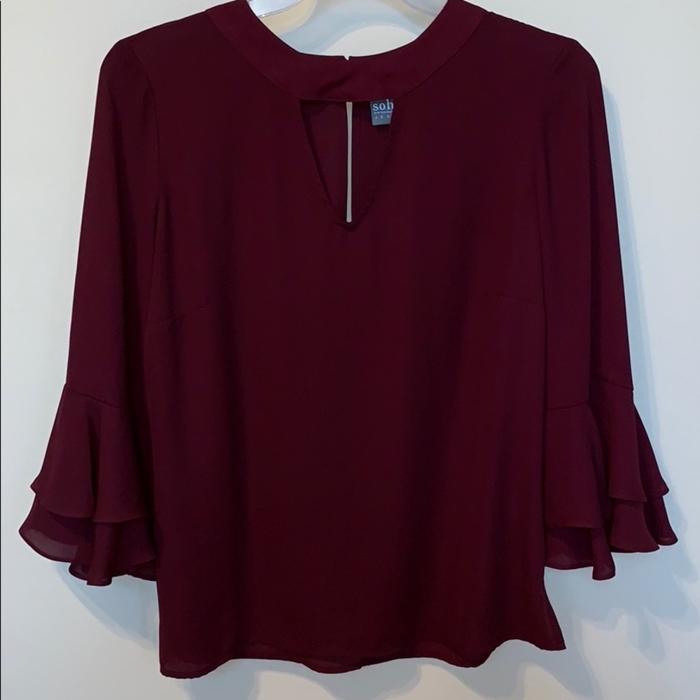 Keyhole Burgundy Blouse